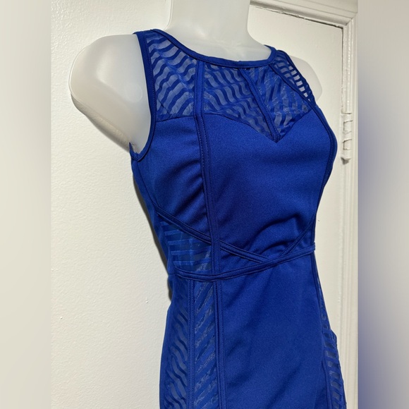 Blue Mesh Mini Dress - Picture 3 of 4